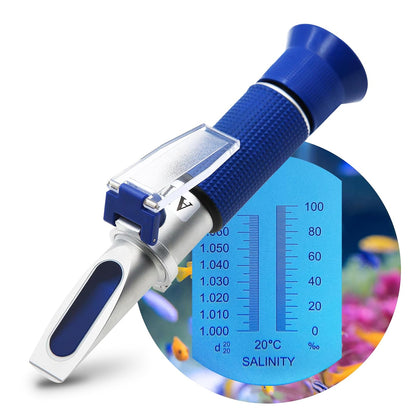 0-10% Salinity Refractometer 1.000-1.070 Specific Gravity Sea Water Tester with ATC Hand Held Refractometer for