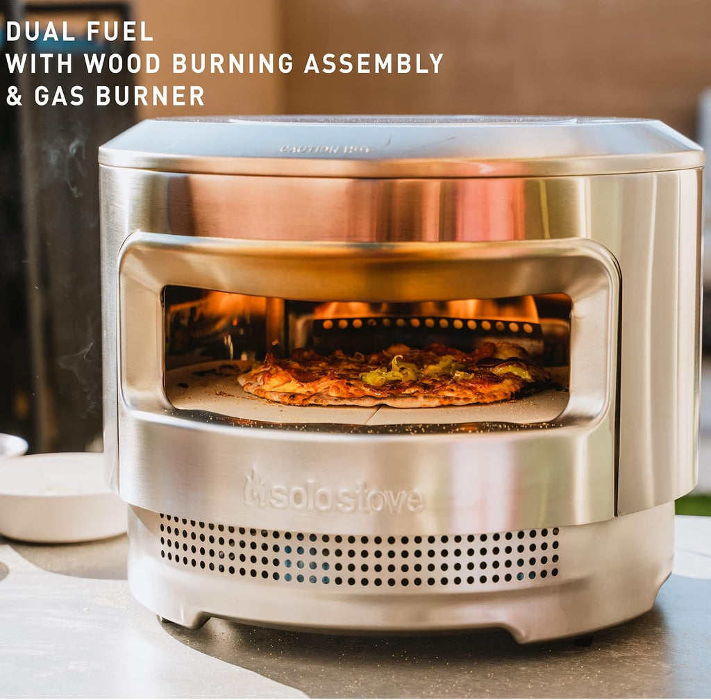 Pi Pizza Oven, Wood & Gas Burner | Incl. Stainless Steel Outdoor Maker, Burning Assembly, Burner, Cordierite Stone