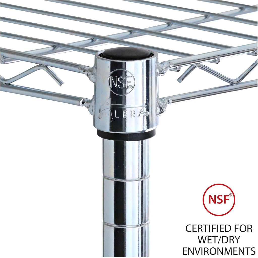 5-Shelf Wire Shelving Kit with Casters and Shelf Liners, 36w X 18d X 72h, Silver