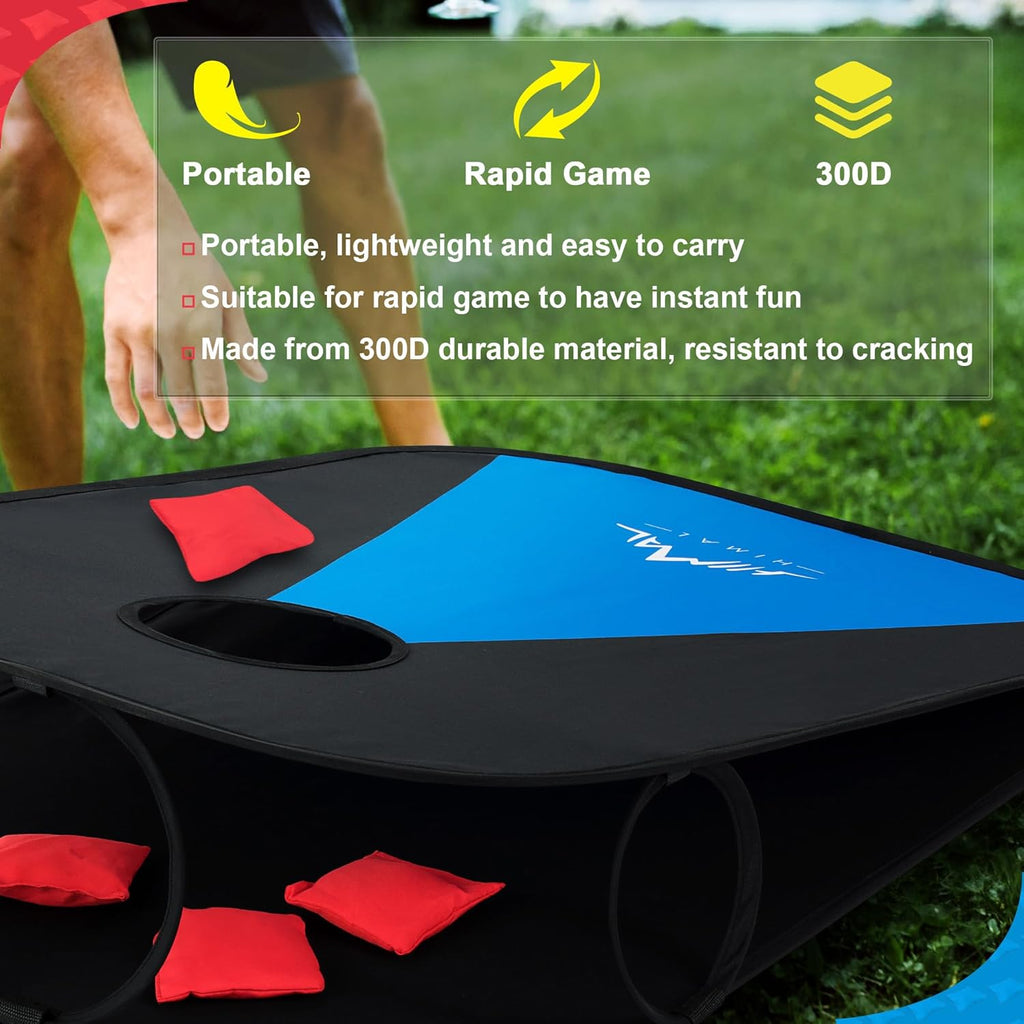 Himal Portable Cornhole Board Set with 8 Toss Bags and Carrying Case, Foldable 3 x 2 Ft Outdoor Lawn Toss Boards for