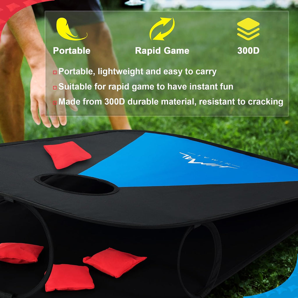 Himal Portable Cornhole Board Set, Foldable 3 x 2 Ft | 8 Toss Bags, Carrying Case, Outdoor Lawn Toss Boards