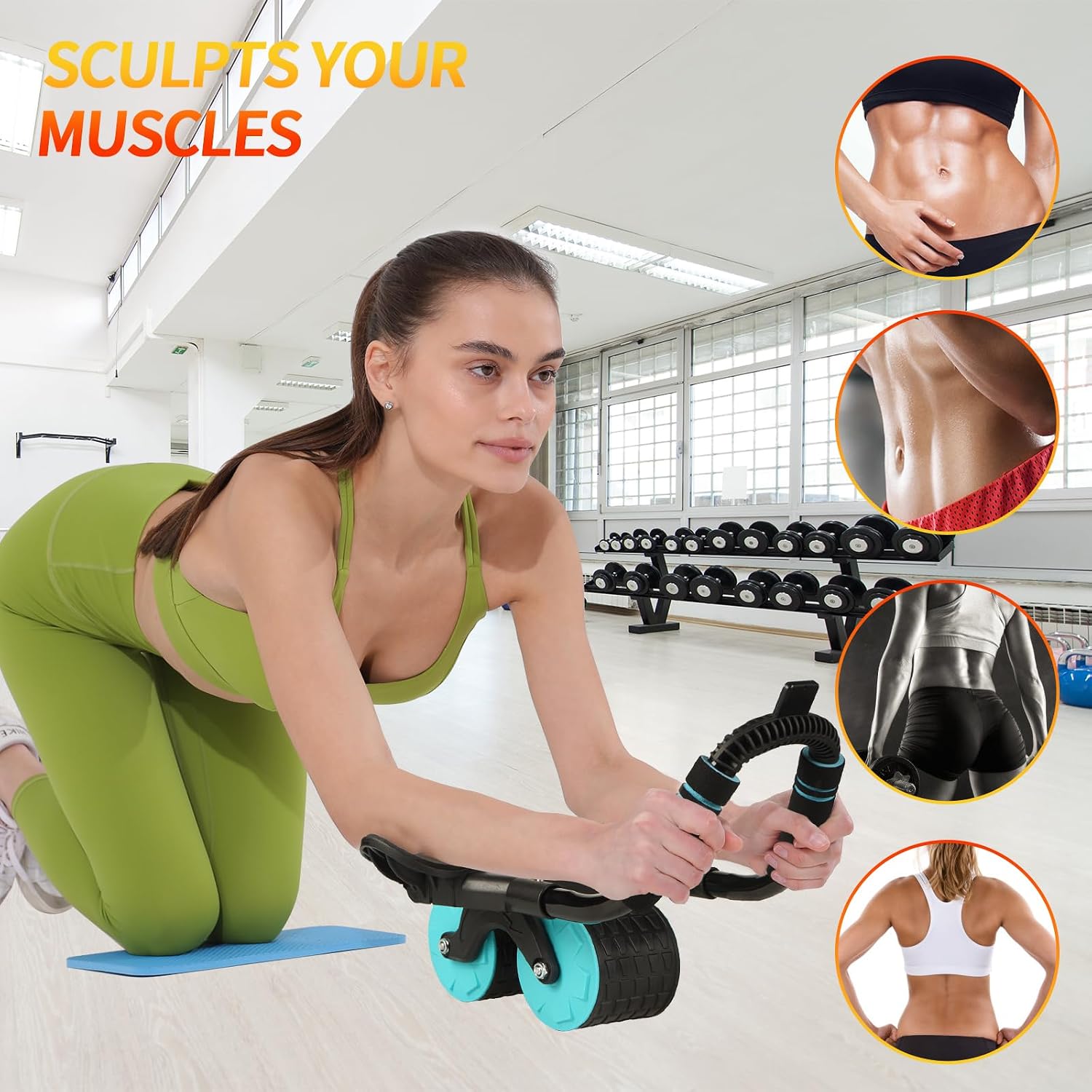 2026 Upgraded Ab Roller Wheel with Knee Mat &Timer | Full-Body Core Strength Training;Elbow Support Ab Wheel for