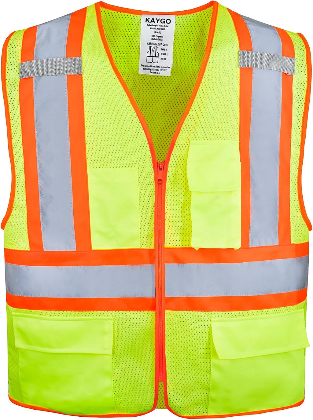 Reflective High Vis Safety Vest with Pockets for Men and Women KG0100 | Breathable Polyester Lightweight, Two-Tone
