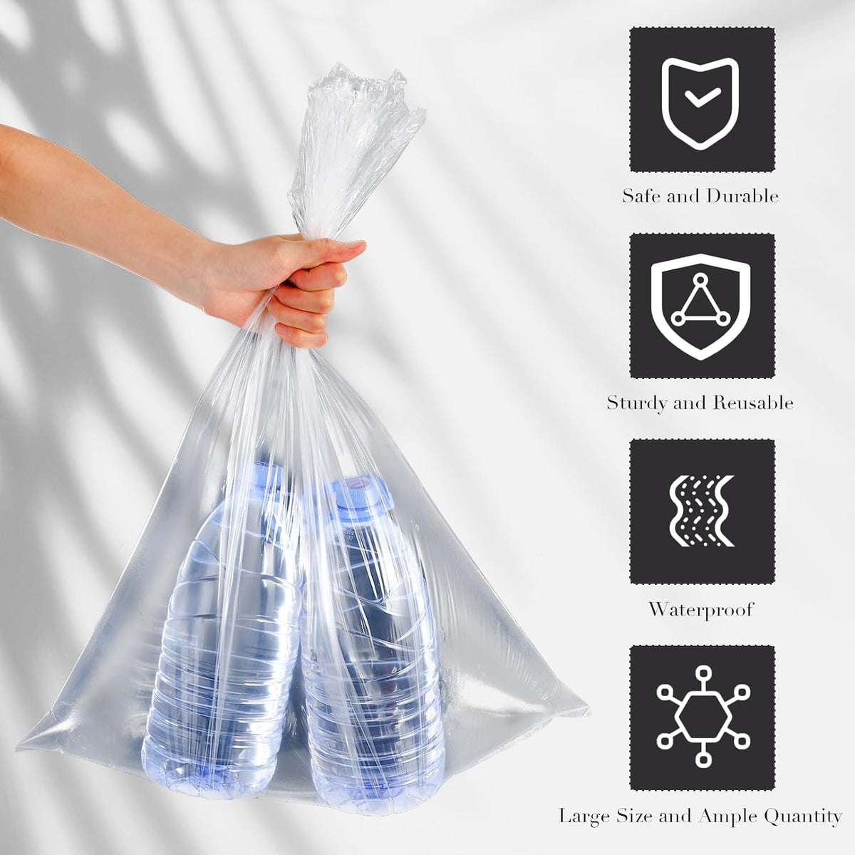 200 Pcs Large Clear Plastic Bags 18" x 24" Flat Open Poly Plastic Packaging Wrap Bags for Bread Dough Clothes