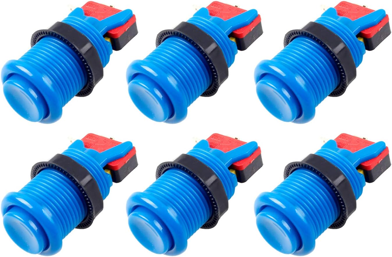 6X American Style Standard Arcade Buttons Switchable Happ Type 30mm Push Button 3/16" Terminal for Jamma Mame Kit
