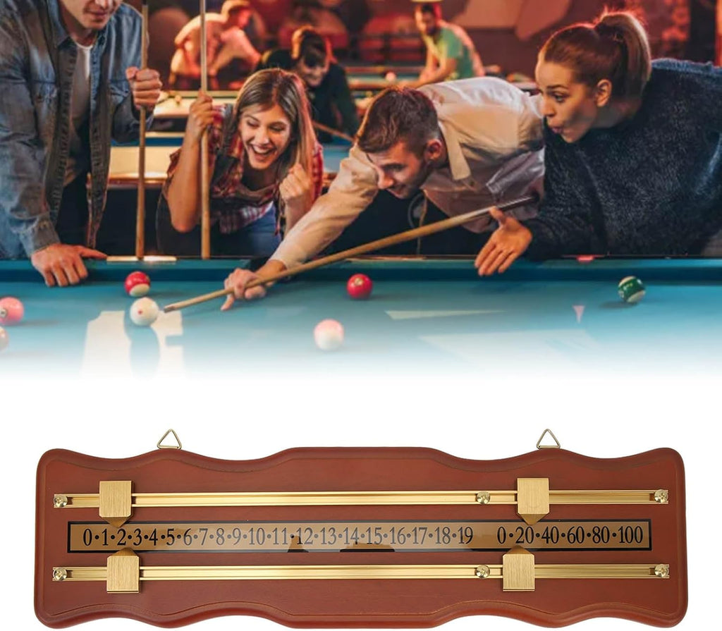Billiard Score Board with 2-Track Wavy Design, Medium Density Fiberboard Pool Score Keeper, Brown Billiard Scorer for