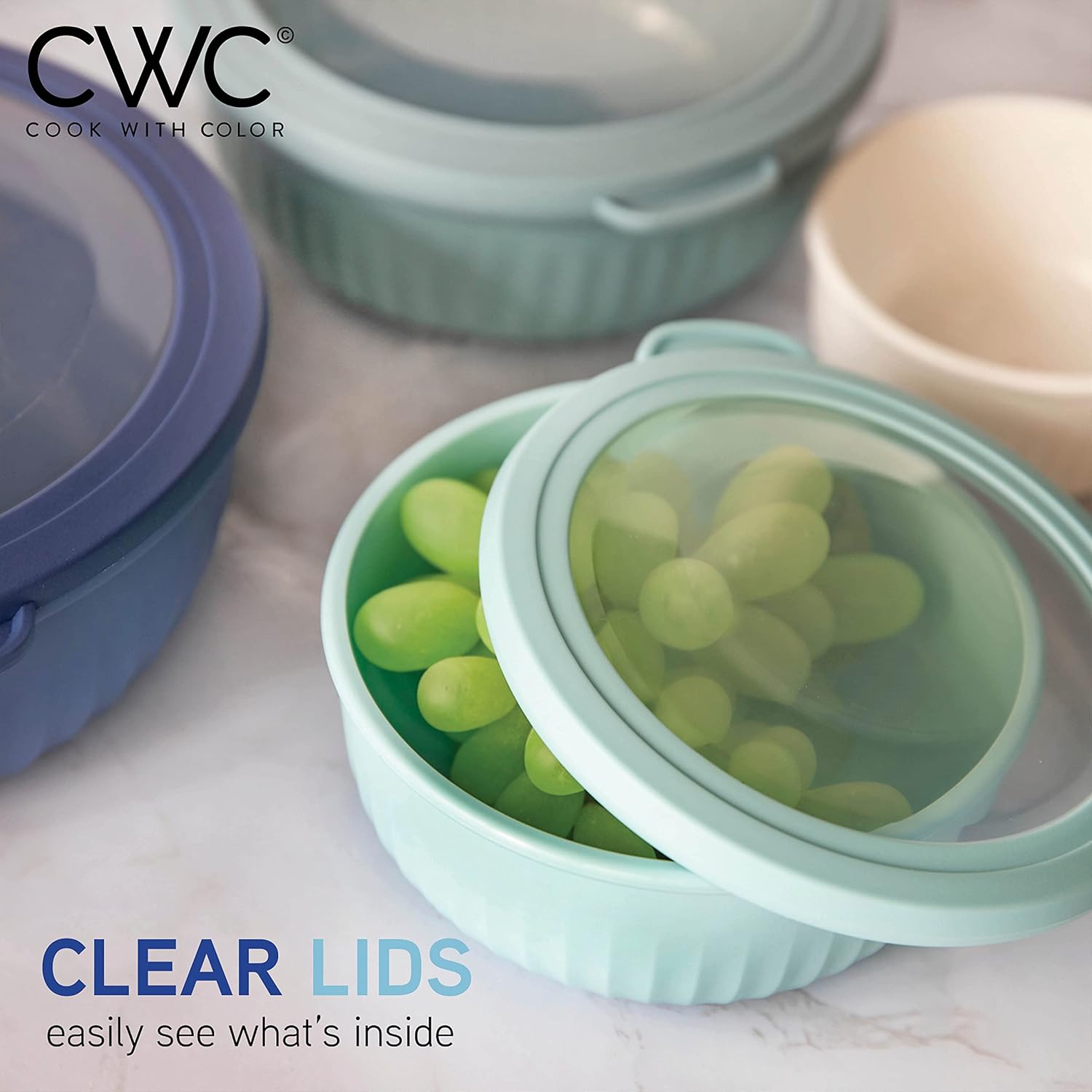 Prep Bowls with Lids- Wide and Deep Nesting Plastic Small Mixing Bowl Set with Lids, 8 Piece Set - Wide Bowls, Blue