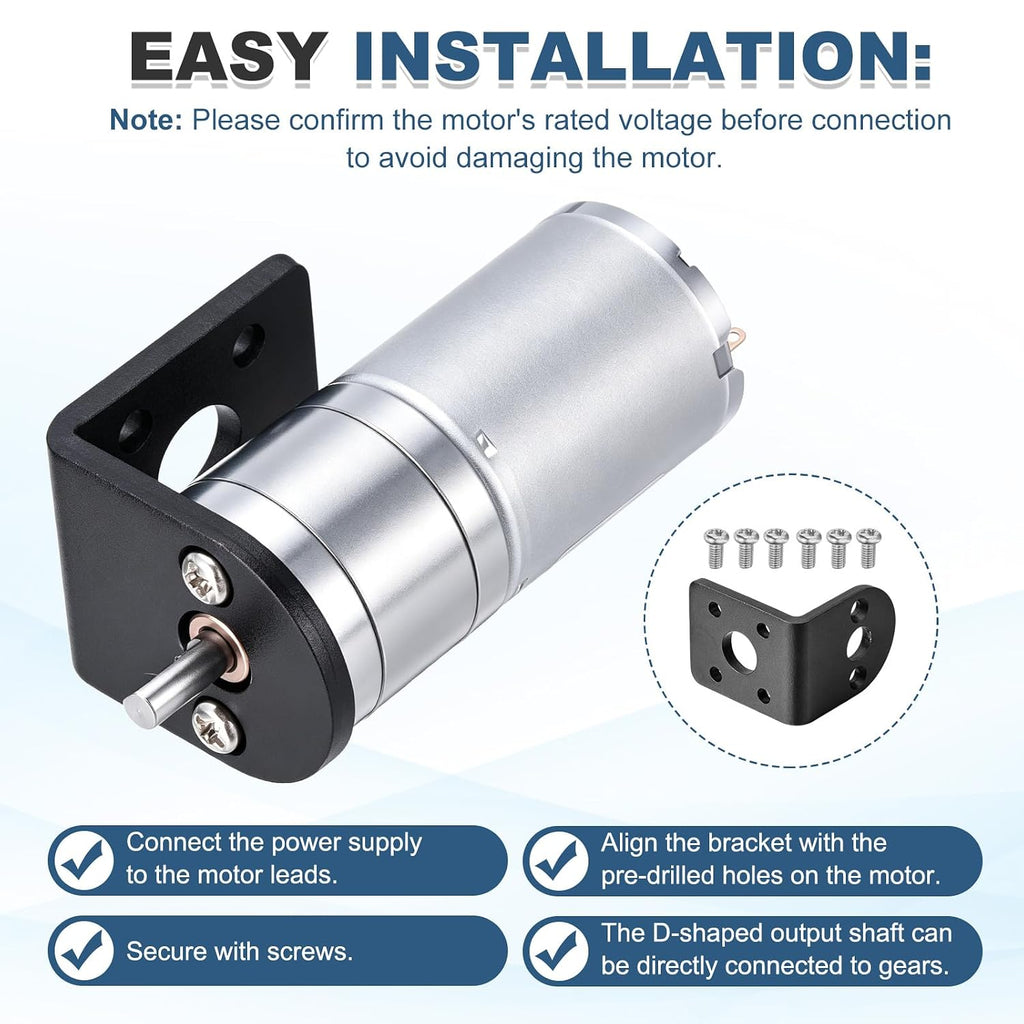 MECCANIXITY DC 12V 60RPM Gear Motor High Torque with Bracket 25mm Dia