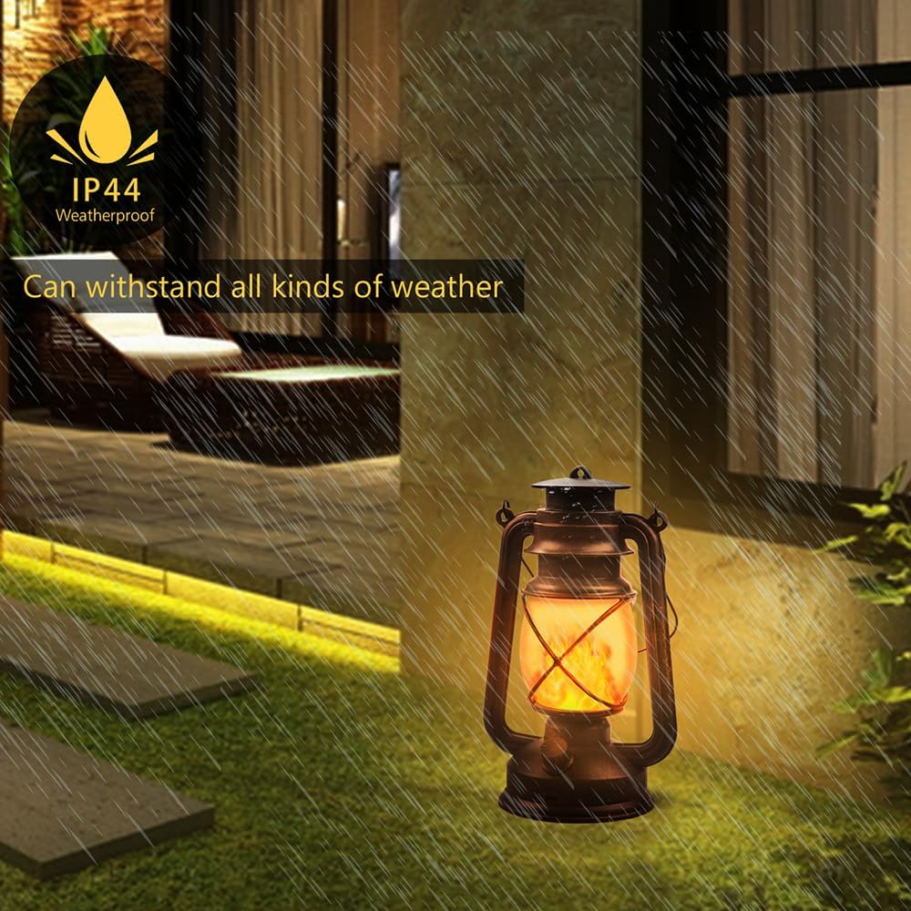 USB Rechargeable Lanterns 2 Pack with Remote Control 4 Modes Lights | Vintage Hanging Lanterns Outdoor Waterproof LED