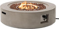 Outdoor 42" Propane Fire Pit Table, 50000 BTU Gray Patio Fire Table, Concrete Round Gas Fire Table w Lava Rocks