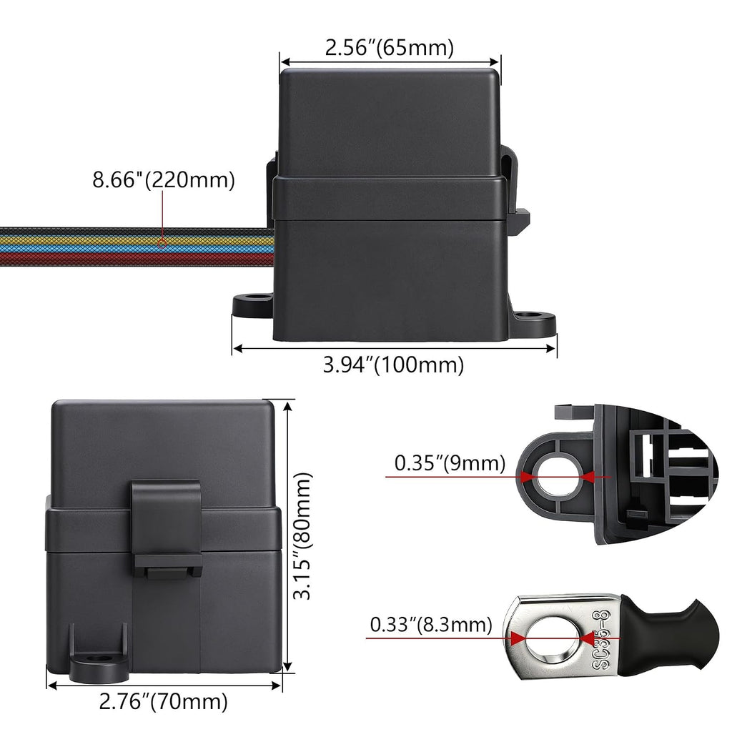 12V 6 Way Pre-Wired Fuse Relay Box Kit with Two 80A 4-Pin Relays | 6 ATC/ATO Slots, Dustproof Covers, Universal Relay