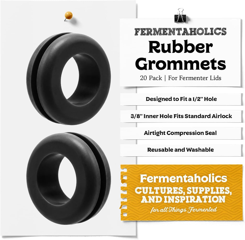 Airlock Fermentation Replacement Grommets for Fermenter Lid – 20 Pack Grommet Fits 1/2 Inch Hole, For Standard 3/8 in