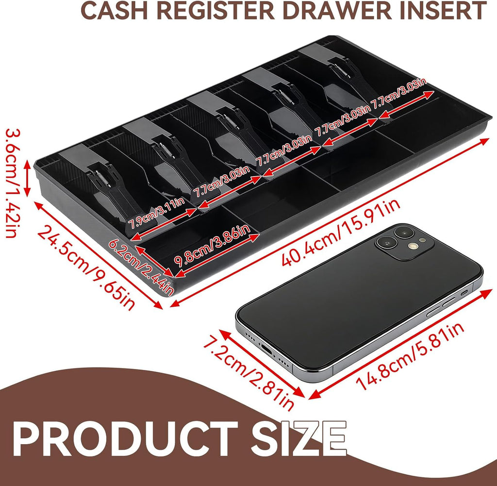 Cash Register Drawer Insert Tray 5 Bill 4 Coin, Safe Case Box Money Tray Insert Storage Organizer Drawer for