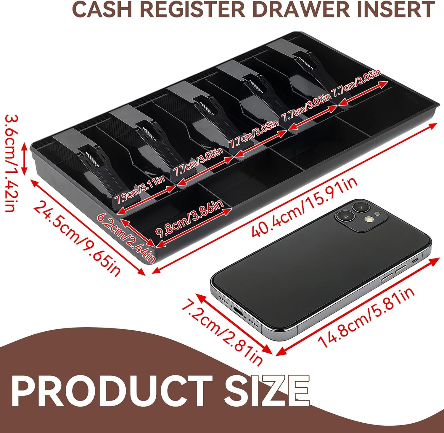 Cash Register Drawer Insert Tray 5 Bill 4 Coin, Safe Case Box Money Tray Insert Storage Organizer Drawer for