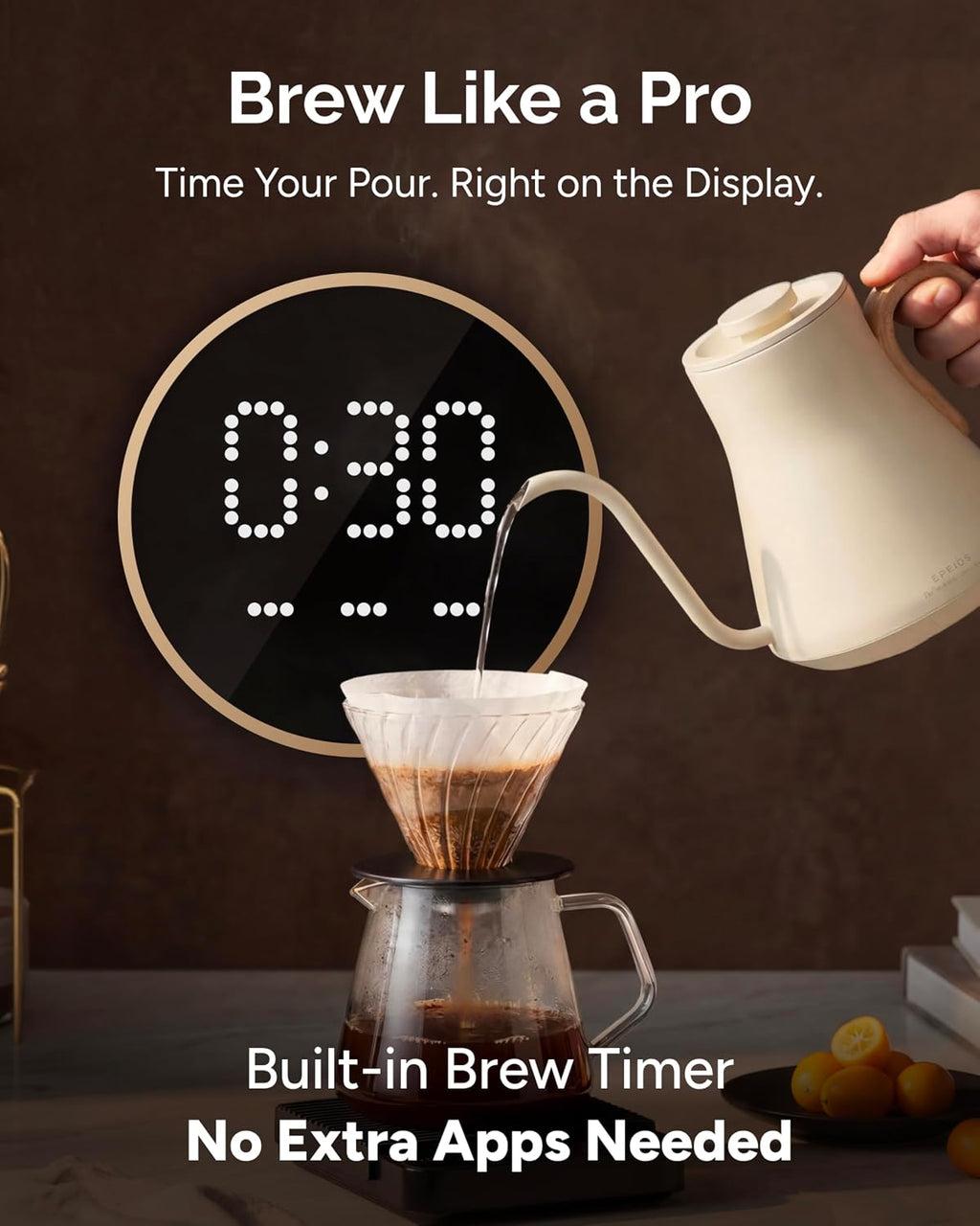 Gooseneck Electric Kettle, ±1℉ Temperature Control, Stainless Steel Inner, Quick Heating, for Pour Over Coffee, Brew