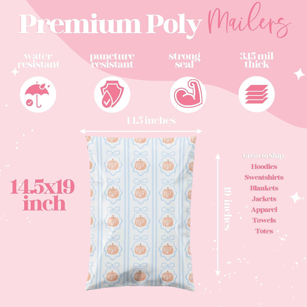 Poly Mailers 14.5x19, Blue Pumpkin, 100 Pack