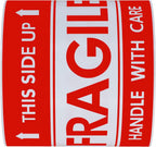 This Side Up Fragile Stickers 3x5 inch Handle with Care Shipping and Packing Warning Adhesive Label 100 Per Roll (3x5