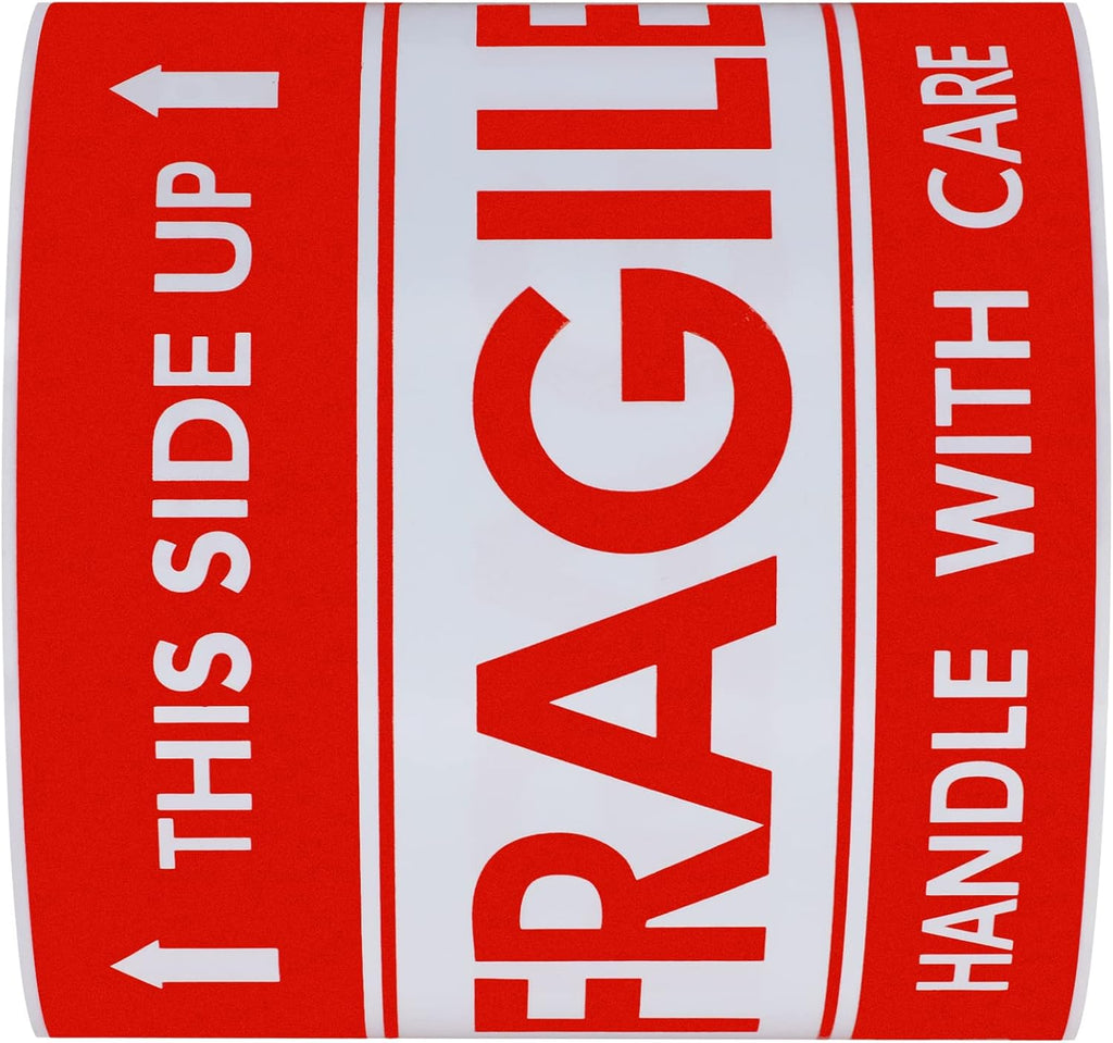 Fragile Stickers 3x5 100 PCS Shipping Labels Warning Label Rectangle Sticker, Red, Fragile This Side Up