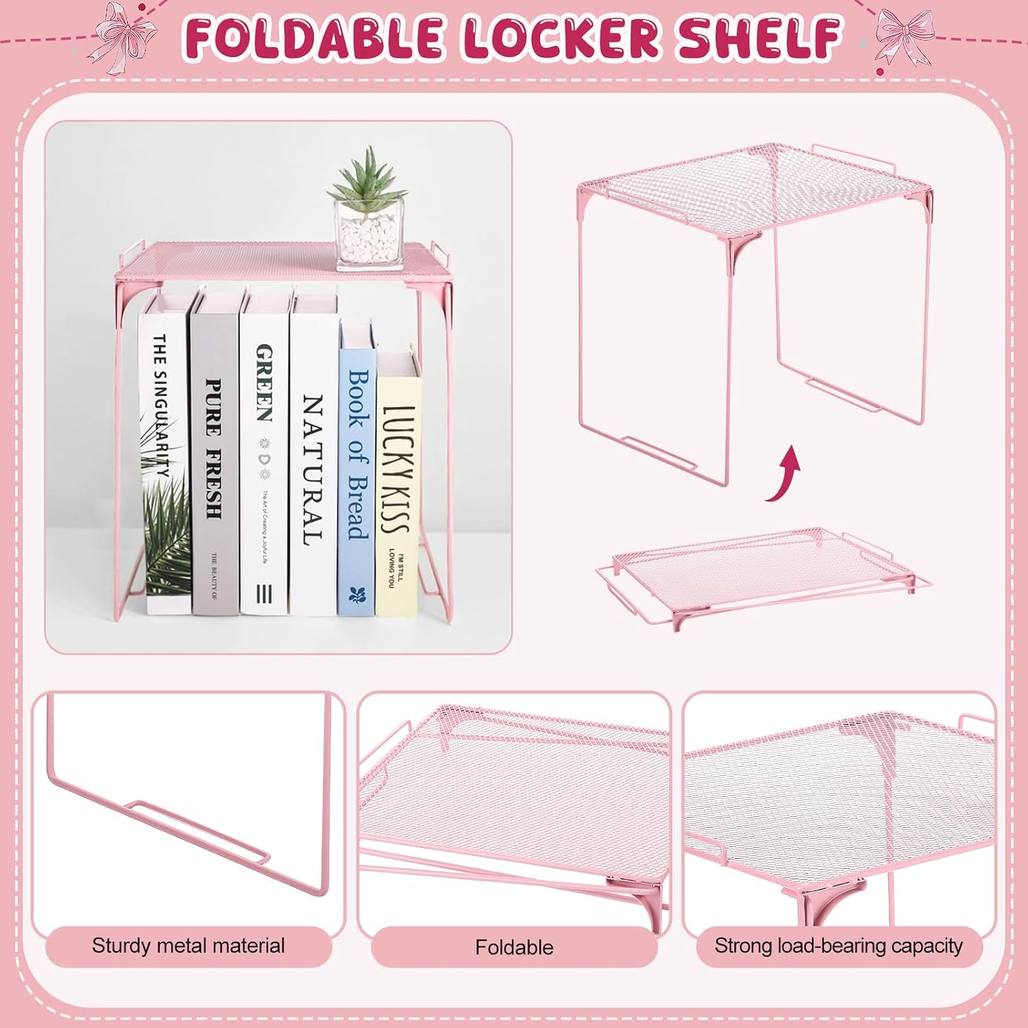 16 Pcs Pink Locker Accessories for Girls Locker Organizer Kit | Back to School Party Office School, Magnetic