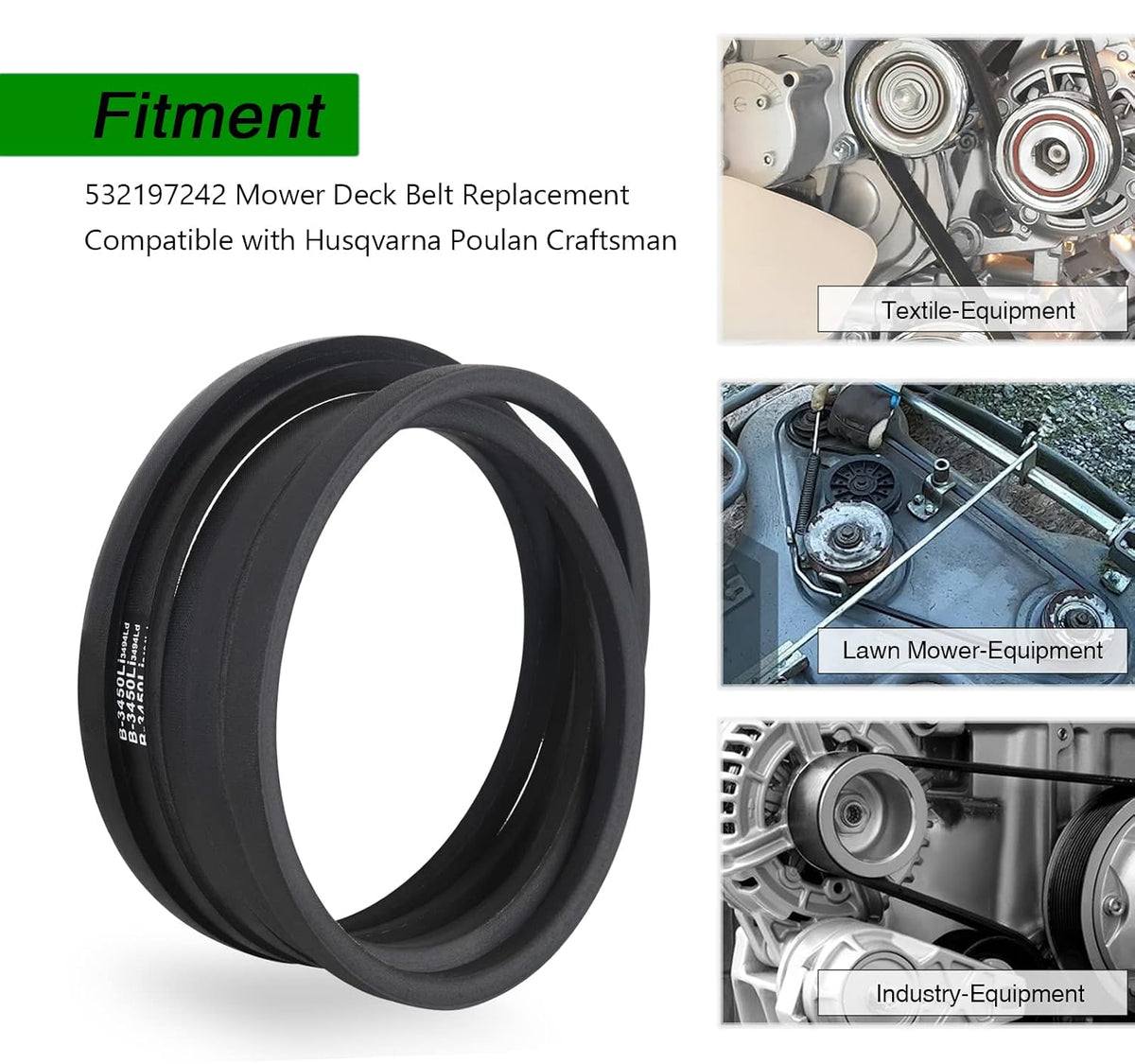 532197242 Mower Deck Belt 48 Inch, 197242 Replacement Belt Compatible with Husqvarna Poulan Craftsman Mower Deck Belt