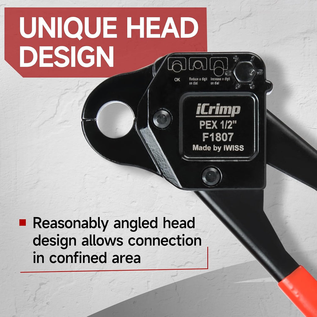 iCrimp Angle Head F1807 PEX Pipe Crimping Tool for 1/2-inch Copper Rings