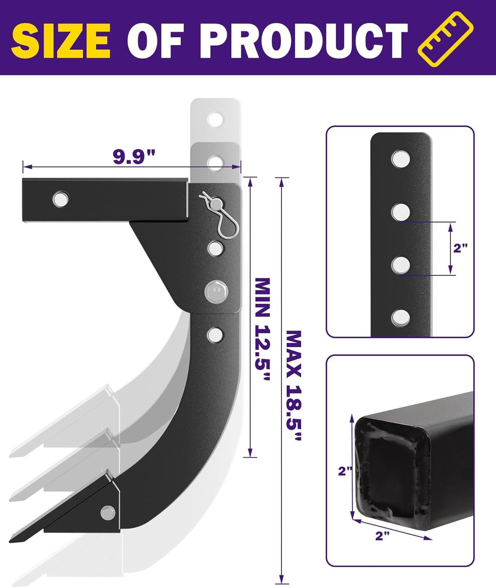 Hitch Mounted Ripper Trencher & Pipelayer Bundle - One-Person Trench & Lay, 12.5"-18.5" Adjustable Shank, Fits