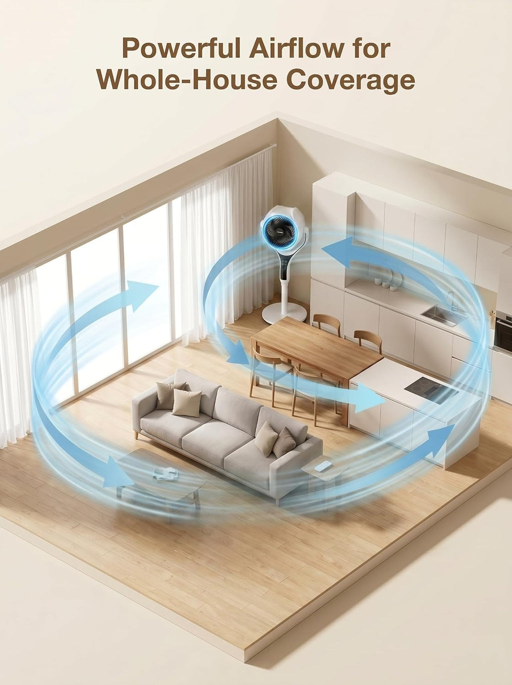 Quiet Air Circulator Fan for Bedroom，120° + 90° 3D Oscillating Pedestal Fan with Remote, 25dB Sleep Mode, 12 Speeds