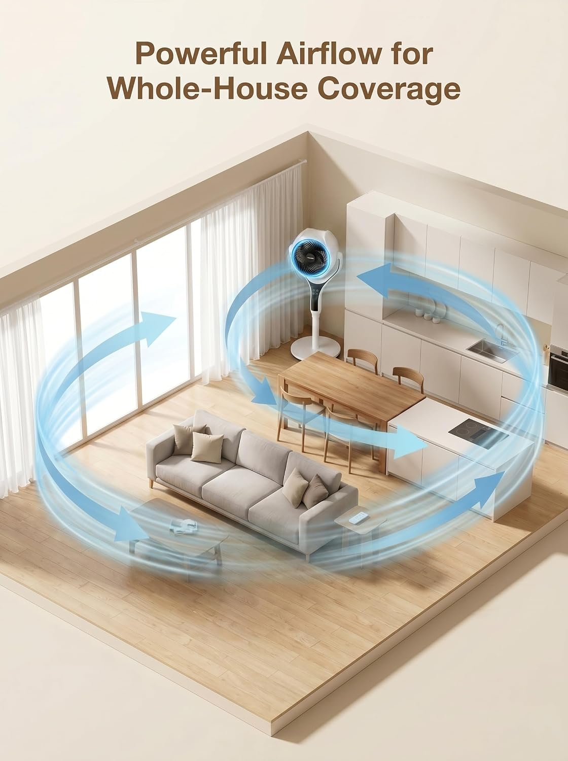 Quiet Air Circulator Fan for Bedroom，120° + 90° 3D Oscillating Pedestal Fan with Remote, 25dB Sleep Mode, 12 Speeds