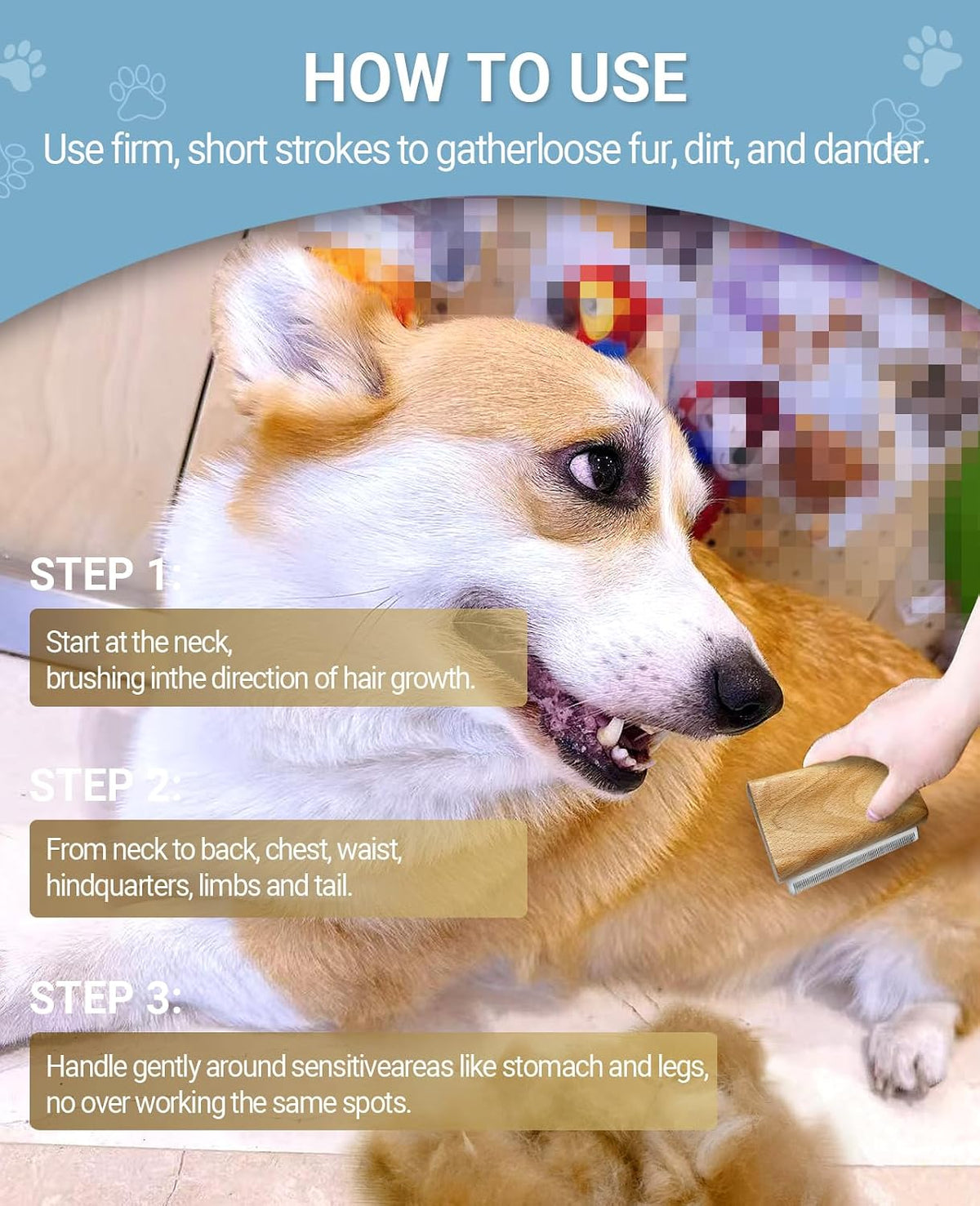Dog Brush for Shedding | Pet pro Grooming Tool, Cat Grooming Supplies, Deshedding Dog Brush | Combs for Daily