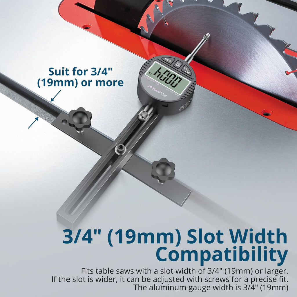 ALLmeter Table Saw Alignment Gauge,Digital Dial Indicator,3/4in Miter Slot