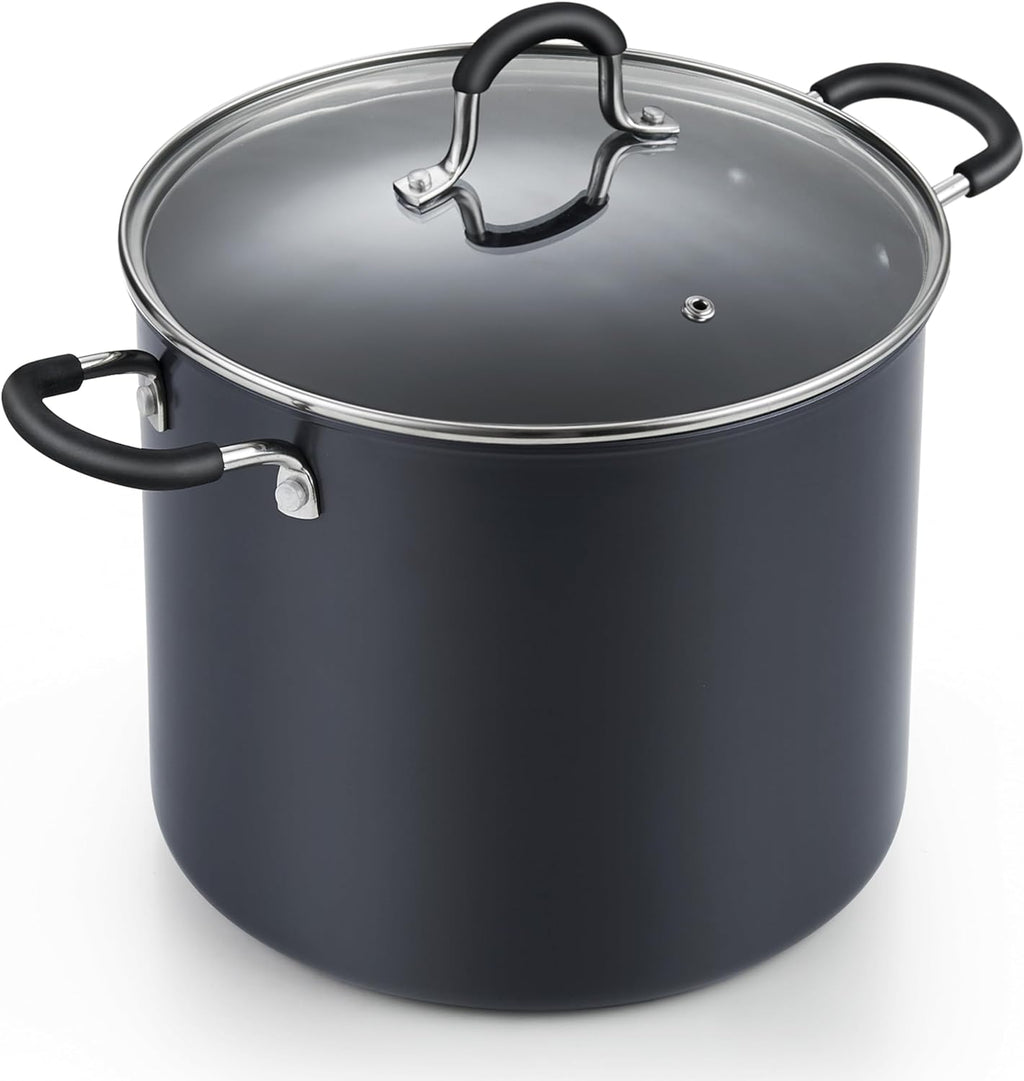 10 Quart Non Stick Stock Pot with Lid, Hard Anodized Cookware