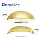 Brushed Gold Drawer Pulls Cabinet Cup Pulls 3 Inch 10 Pack