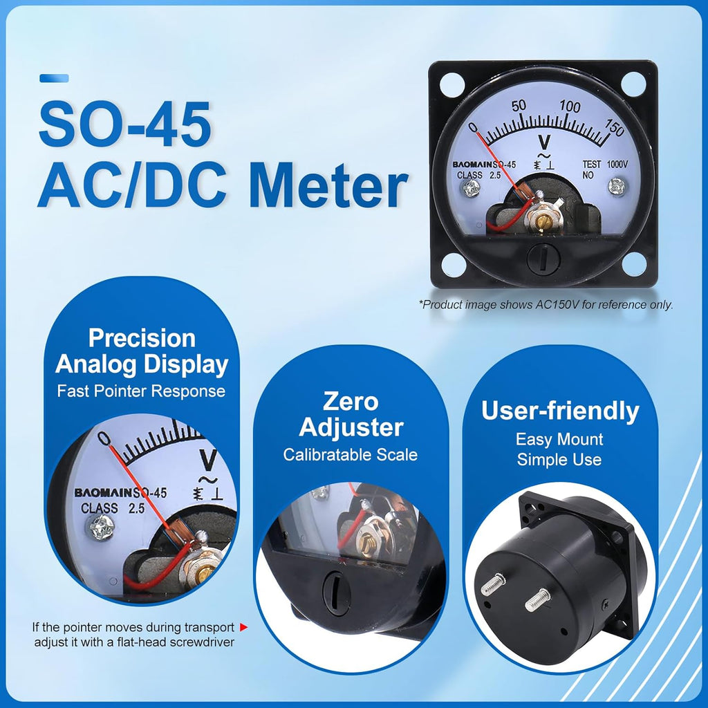 BAOMAIN SO-45 AC 0-3A Class 2.5 Analog Panel Amp Ammeter