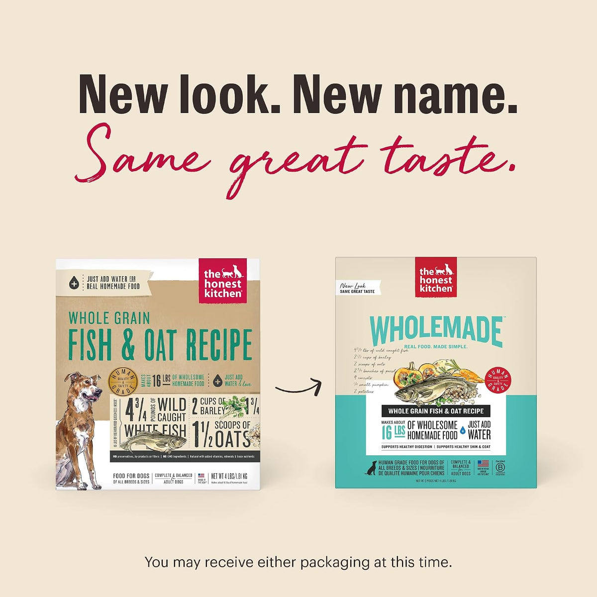 Wholemade Whole Grain Fish & Oats Recipe, Human Grade Dehydrated Dog Food, Just Add Water, Supports Digestion, Skin &
