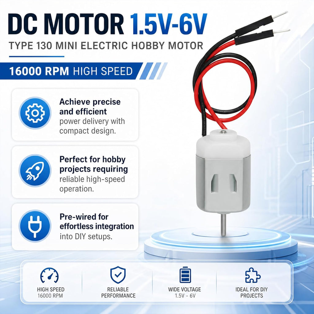 10-Pack Type 130 DC Motor, 1.5V-6V, Pre-Wired