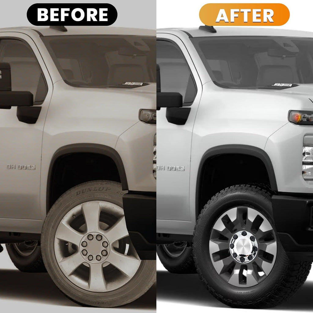 8 Lugs Wheel Center Caps Hub Caps Compatible with Chevy Silverado 2500 3500 Epress Van Set of 4 OEM Replacement