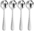 Premium Louise Hammered 4-Piece Soup Spoon Set (7" Soup Spoons)