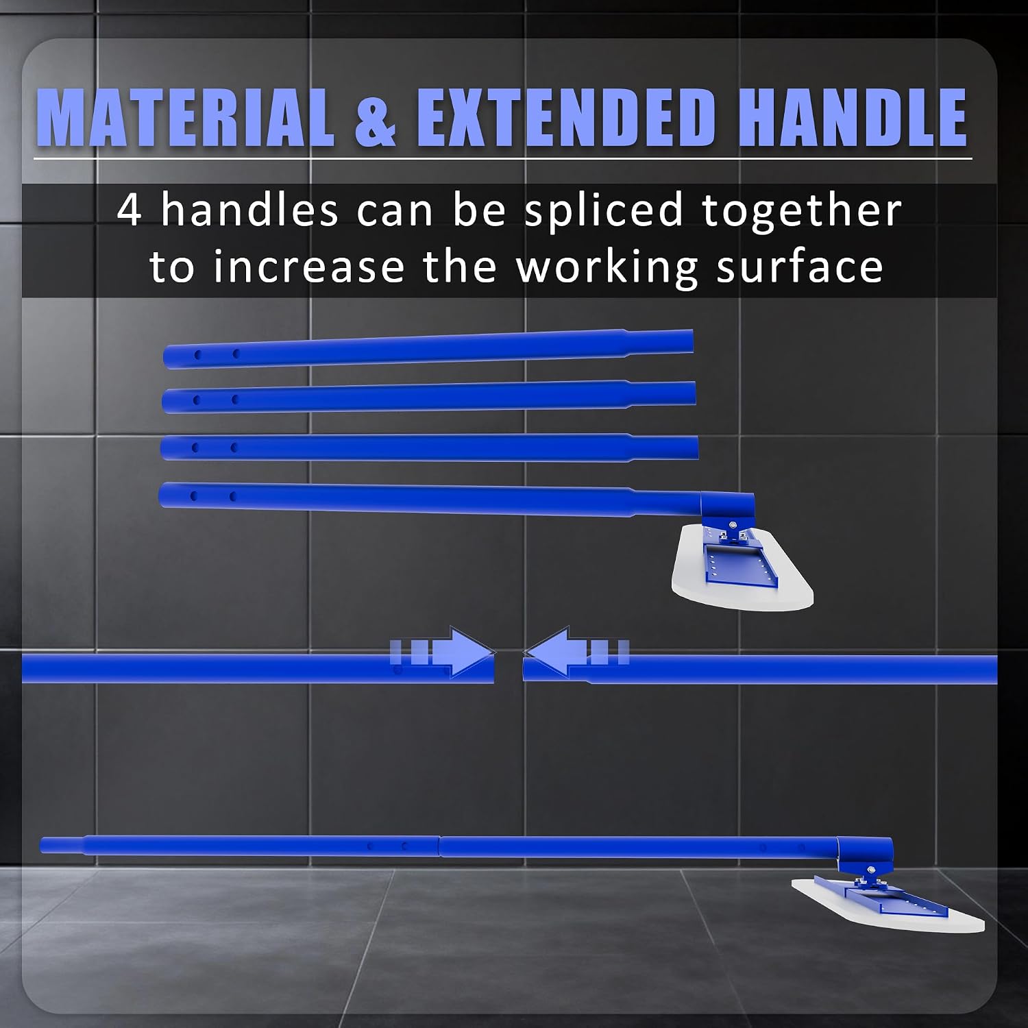 48" x 8" Concrete Bull Float Kit, Stainless Steel, 47" Adjustable Handle | Round End Finishing Trowel, Heavy Duty
