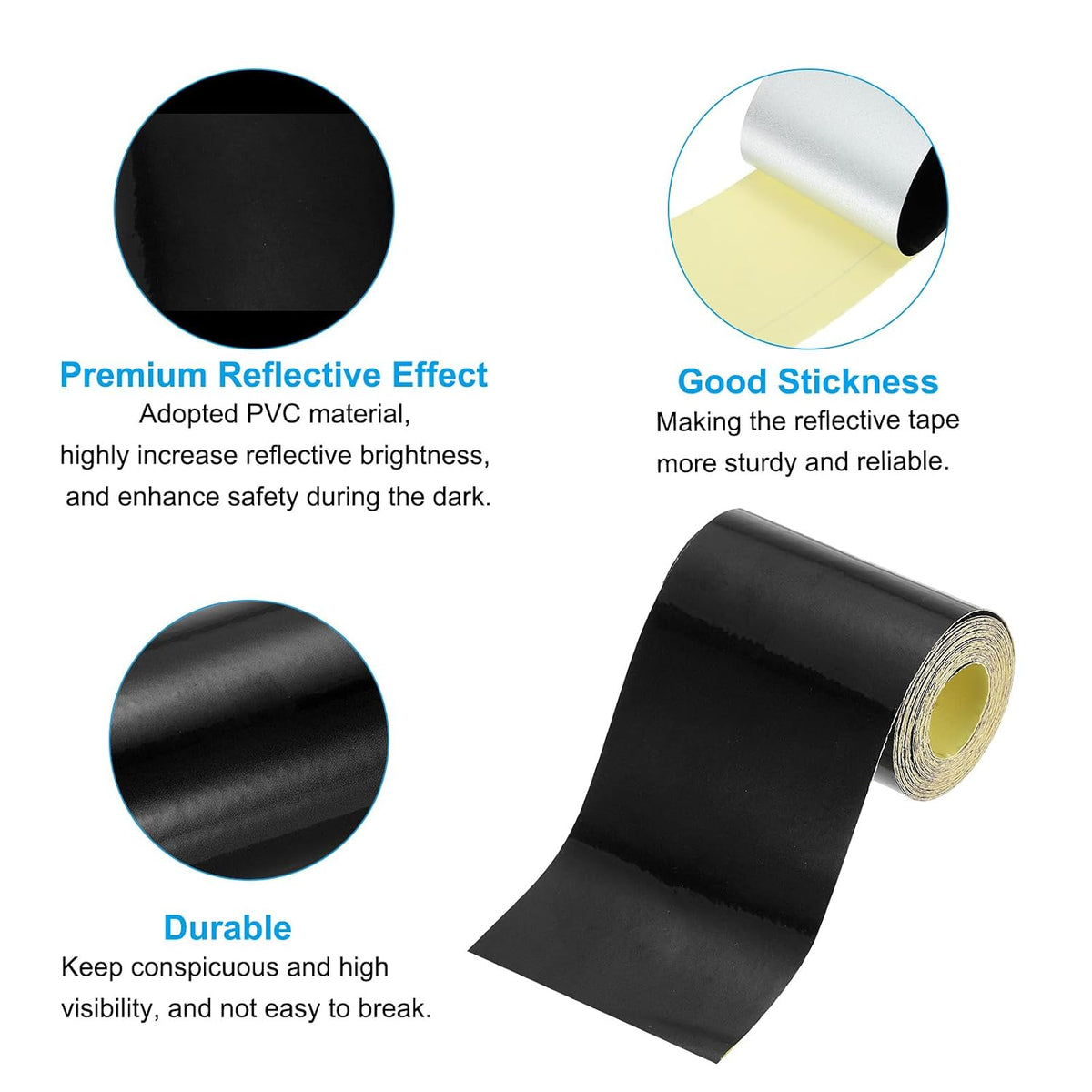 2" x 10 FT Reflective Tape 3Pack High Visibility Waterproof Black