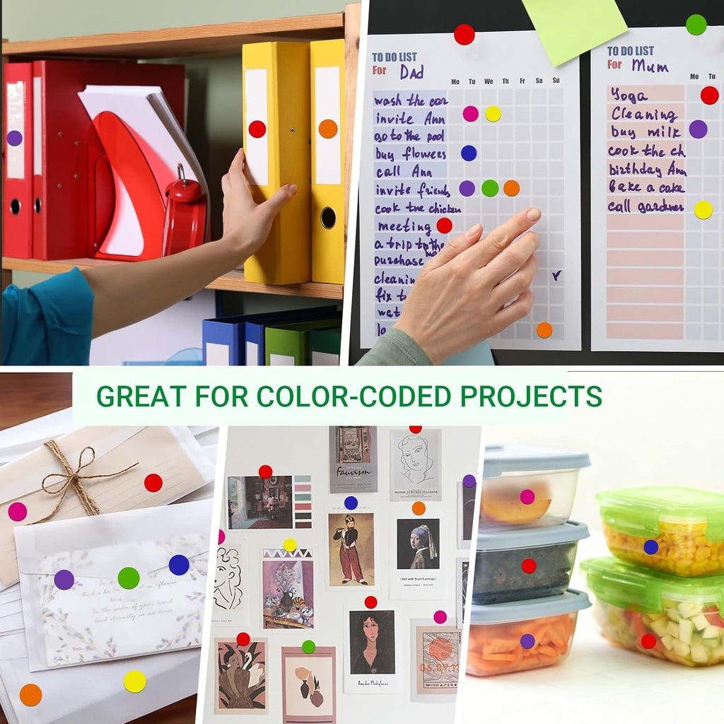 1/2 Inch Colored Dot Stickers, 4800 PCS Round Sticker Labels, Writable Small Circle Stickers with Strong Adhesion &