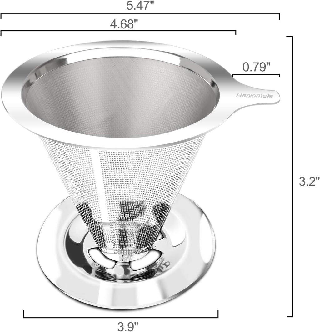 Pour Over Coffee Dripper, Paperless Reusable Coffee Filter, Pour Over Coffee Maker for Single Cup Brew, Double Mesh
