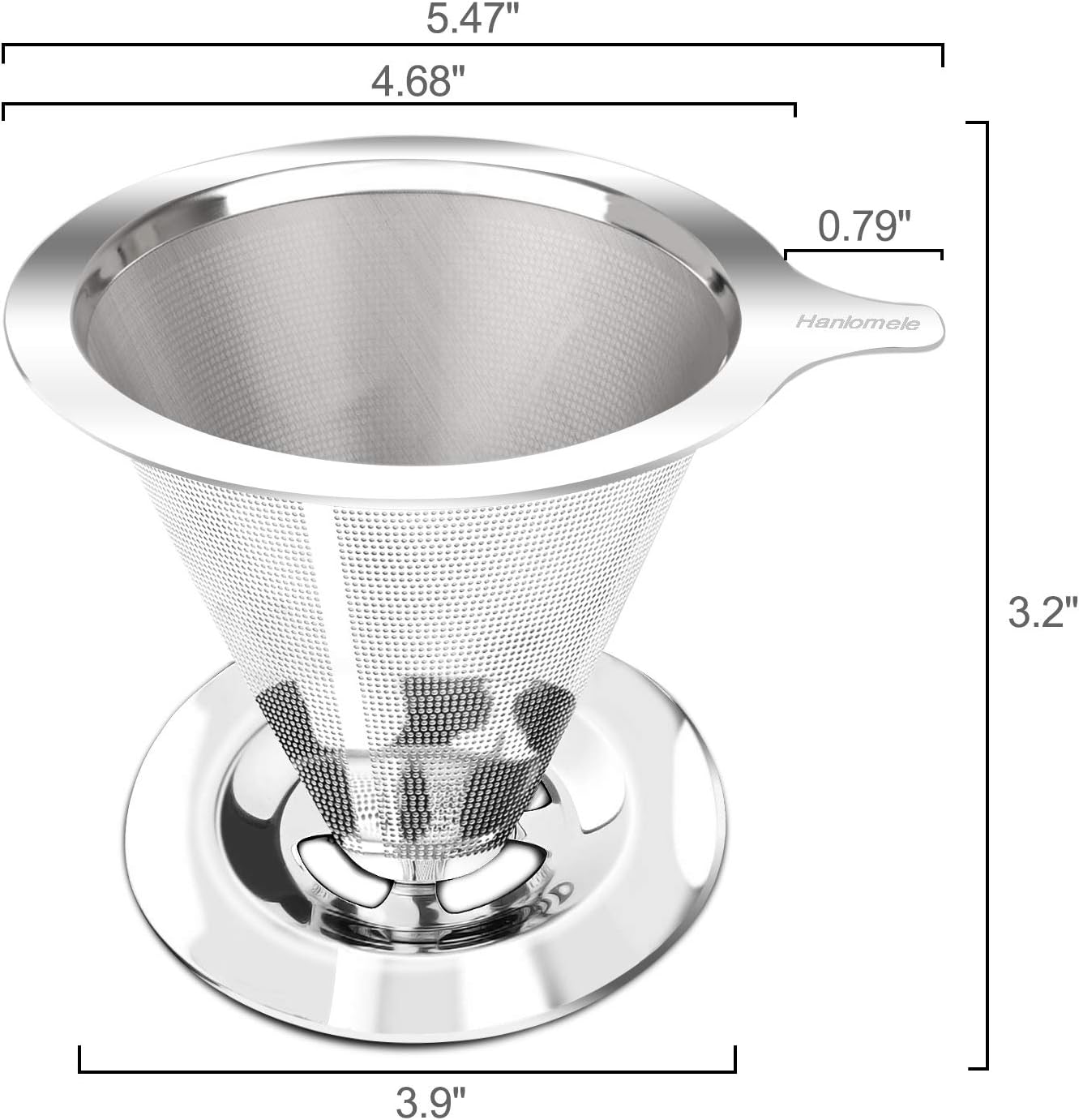 Pour Over Coffee Dripper, Paperless Reusable Coffee Filter, Pour Over Coffee Maker for Single Cup Brew, Double Mesh
