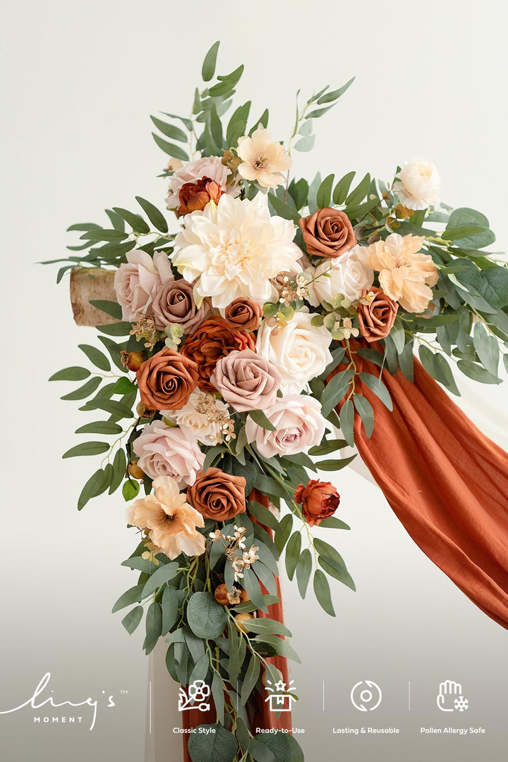 Wedding Arch Flowers, Fall Decor, Burnt Orange