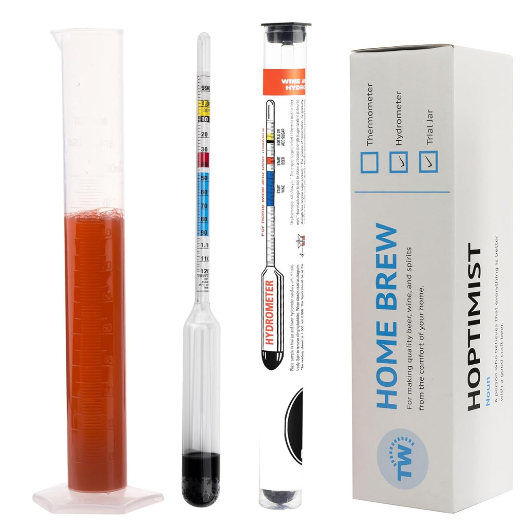 Hydrometer for Wine Making with 100 MM Hydrometer Alcohol Test Jar - Specific Gravity Hydrometer for Wine and Beer
