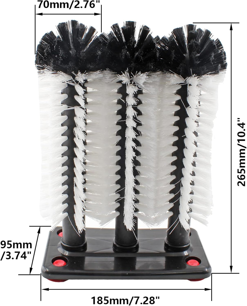 3 Long Brush Bar Glass Washer with Suction Base
