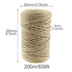 Hand Woven Jute Cord 656 Feet 3mm Multipurpose Horticultural Natural Twine Suitable for Gift Wrapping Handicrafts