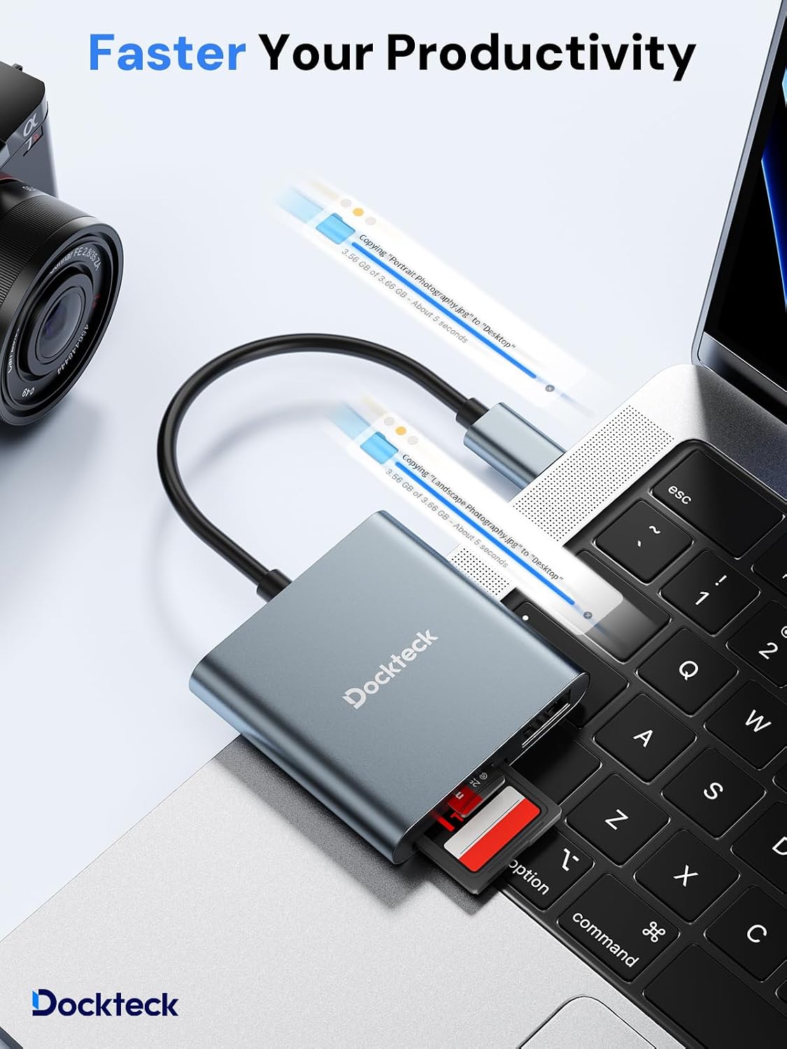 SD Card Reader Adapter, 3-Slot USBC to Memory Card Reader | 312MB/s SD4.0 Super Speed, USB3.1 SD/TF Card Reader, for