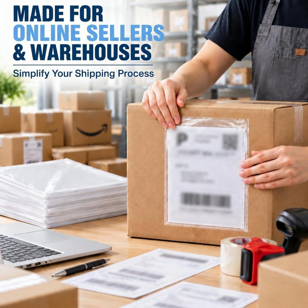 500 Pcs 7"x10" Packing List Envelopes Clear Self-Adhesive Bulk