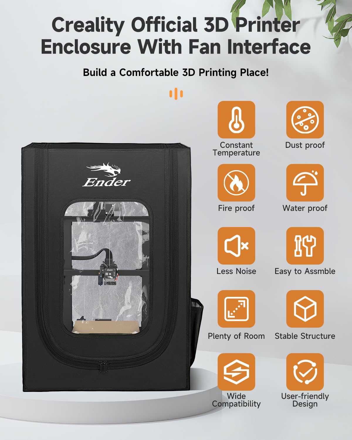Official 3D Printer Enclosure with Fan Interface Fireproof Dustproof Constant Temperature Dust Cover 480 * 600 *
