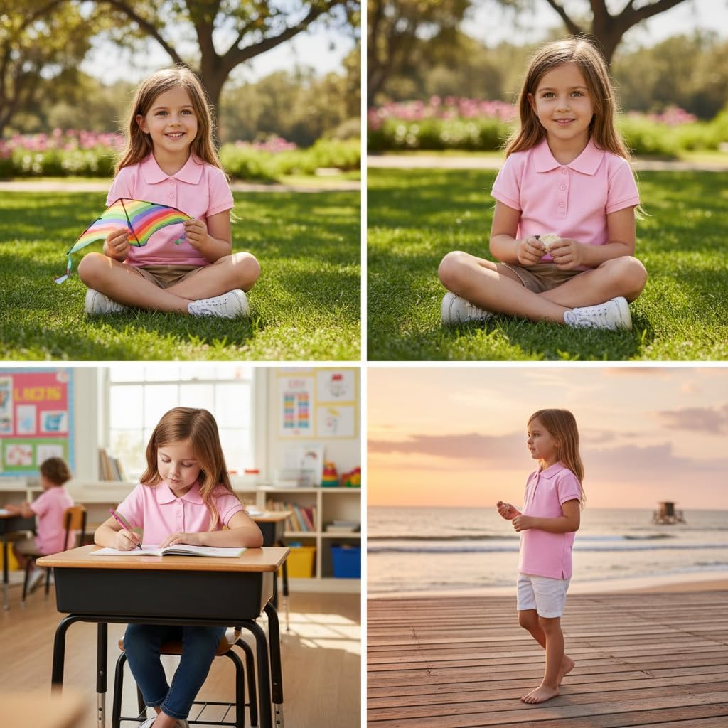 Girls Polo Shirt Short Sleeve Shirt for School Uniform Polo Shirts
